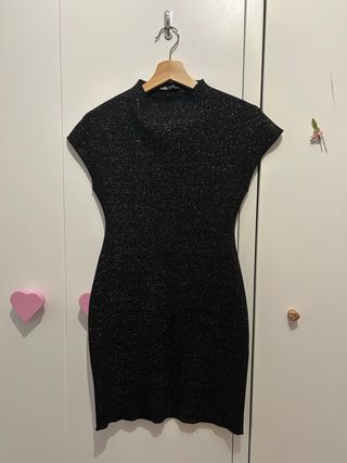 Vestido Zara Negro Brillo Talla S