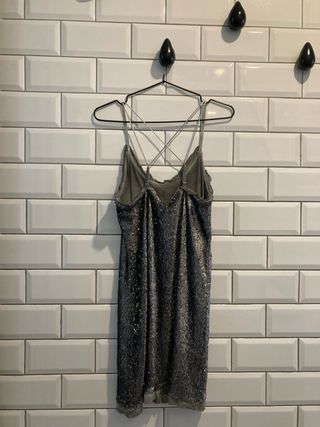 Vestido lentejuelas gris Green Coast Talla L
