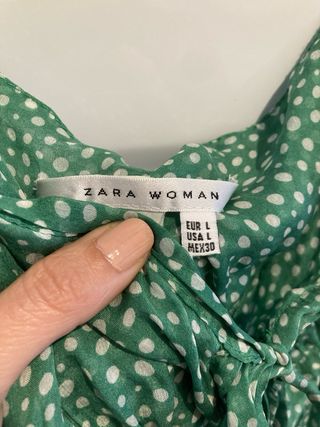 Blusa verde tirantes lunares lazo talla L