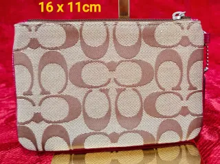 Monedero Cartera Coach Beige y Rojo