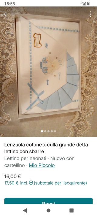 Lenzuola cotone x culla/lettino
