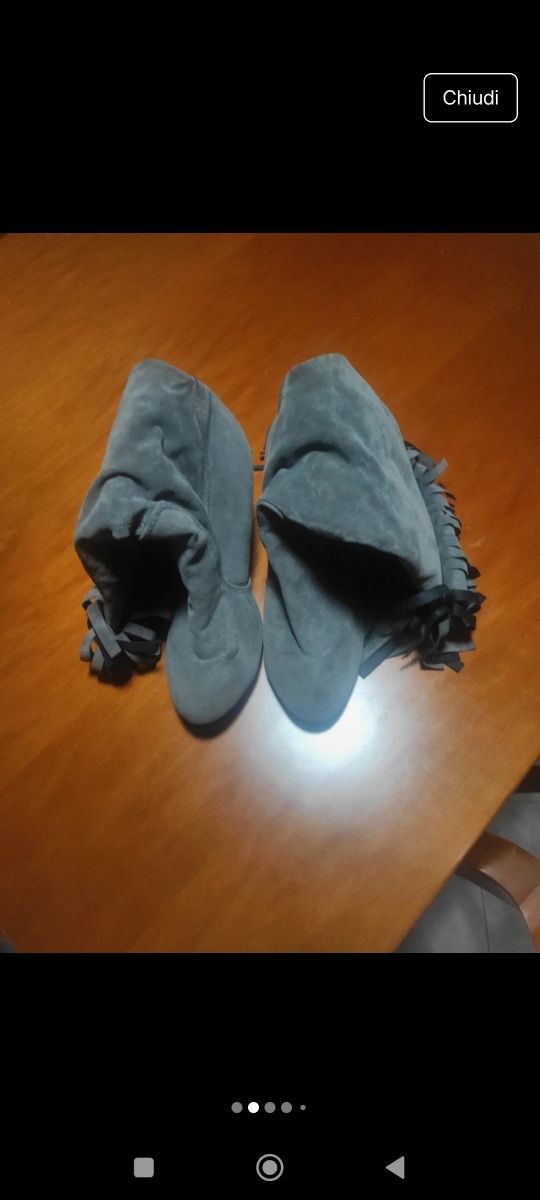 Stivaletti donna grigi con frange