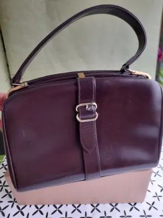 Bolso Cuero Vintage Francés Marrón