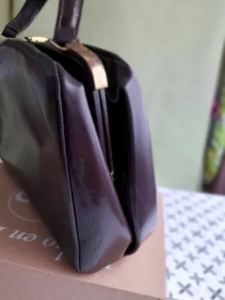 Bolso Cuero Vintage Francés Marrón