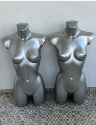 Maniquí Torso Hombre Plata con Pie. torso mujer.