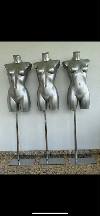 Maniquí Torso Hombre Plata con Pie. torso mujer.