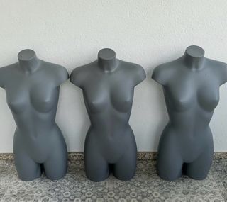 Maniquí Torso Hombre Plata con Pie. torso mujer.