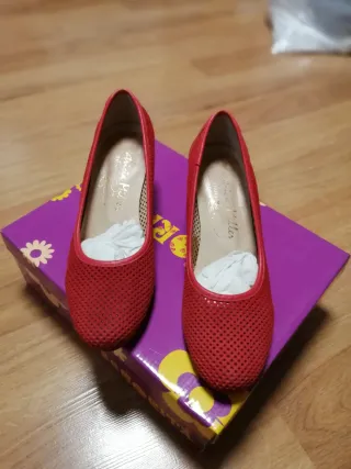 Zapatos bajos rojos mujer