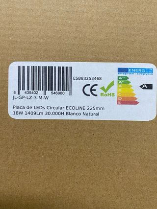 Placa LED Circular 225mm 18W Nueva