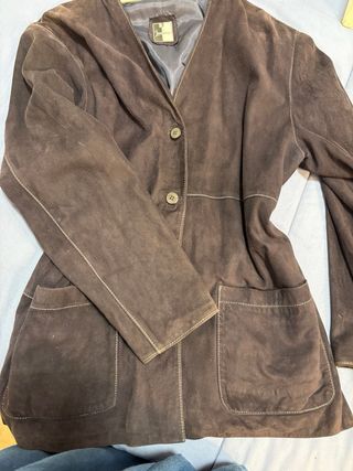 Chaqueta de ante azul marino