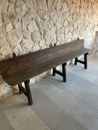 Escaño banco madera siglo XIX