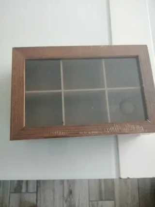 Scatola porta bustine tè in legno e vetro