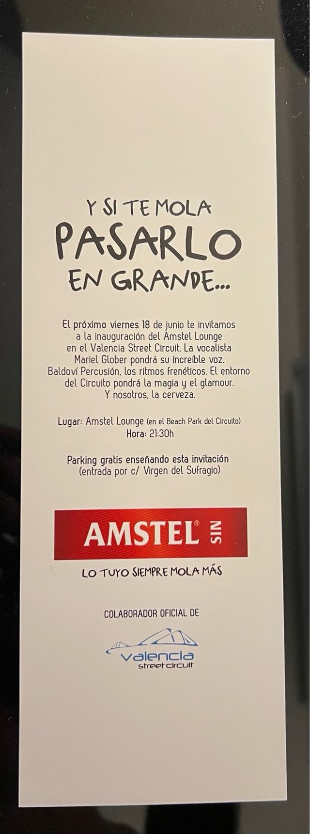 Set da collezione Amstel Valencia F1