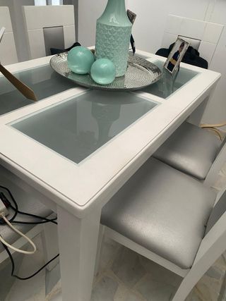Mesa Madera Maciza Cristal y Metal