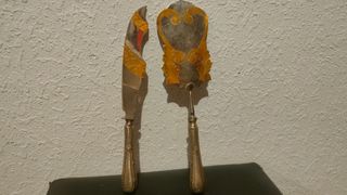 Cubiertos Metal Dorado y Plateado Cuchillo y pala