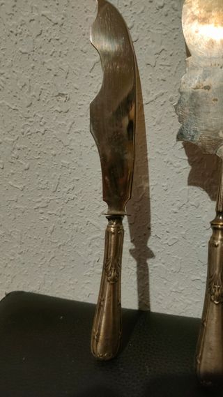 Cubiertos Metal Dorado y Plateado Cuchillo y pala