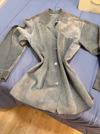 Chaqueta de ante azul claro 