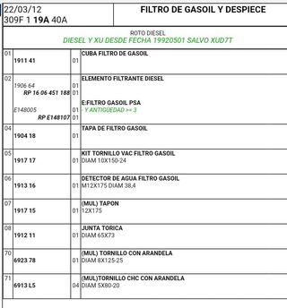 Tornillo Purga Filtro Gasoil Citroen-Peugeot