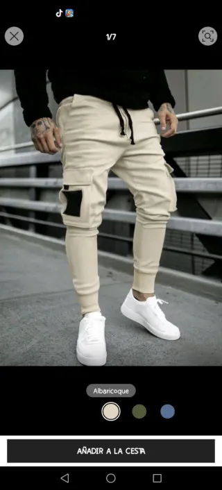 Pantalón cargo hombre beige