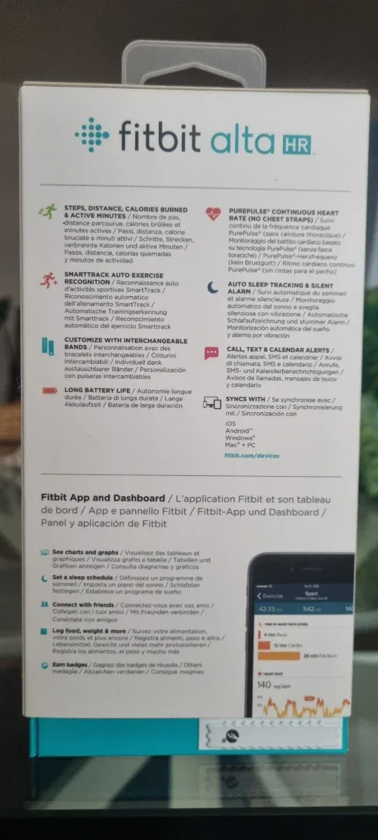 Fitbit Alta HR Morado + Correa Extra Nueva talla S