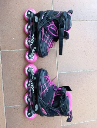 Patines en línea negros y rosas talla 34-37