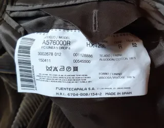 Chaqueta de pana Delingger Talla 52 verde oscura.