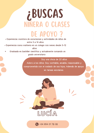 Clases de apoyo escolar y cuidado