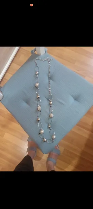 Collana lunga argento con perle