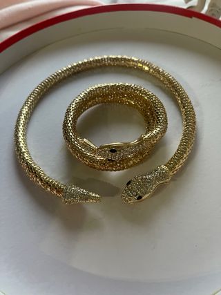 Collar y pulsera serpiente dorada