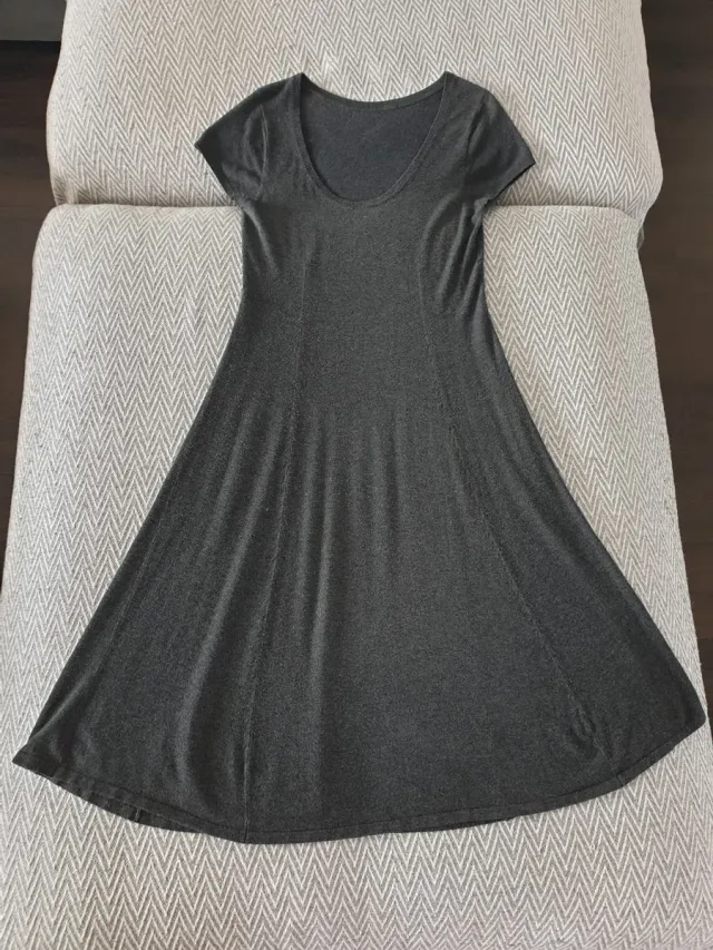 Vestido punto gris manga corta talla única