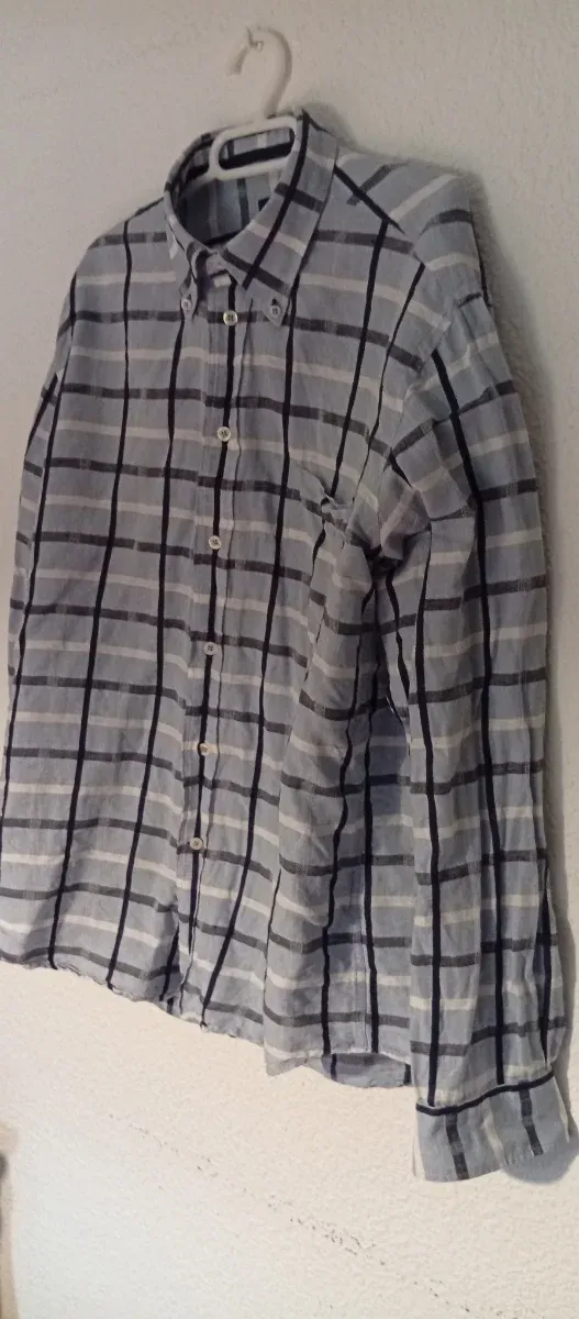 Camisa Cortefiel cuadros hombre,lino y algodón