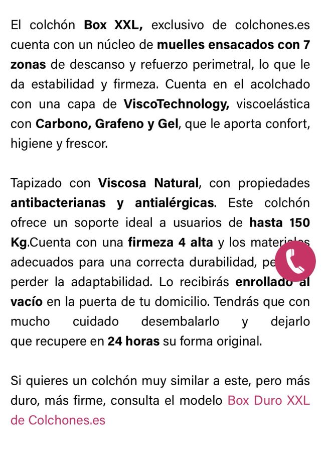 Colchón muelles ensacados 105x220. Ref. A