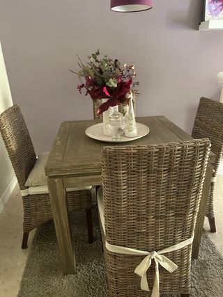Mesa Comedor Extensible Banak Madera y Mimbre