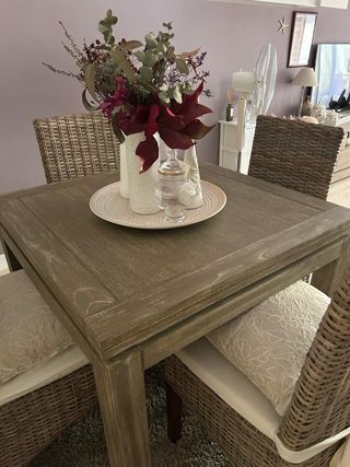 Mesa Comedor Extensible Banak Madera y Mimbre