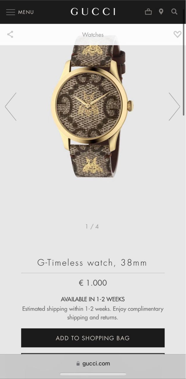 Elegante Reloj Gucci Marrón y Dorado Abeja.