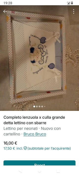 Completo lenzuola x culla/lettino