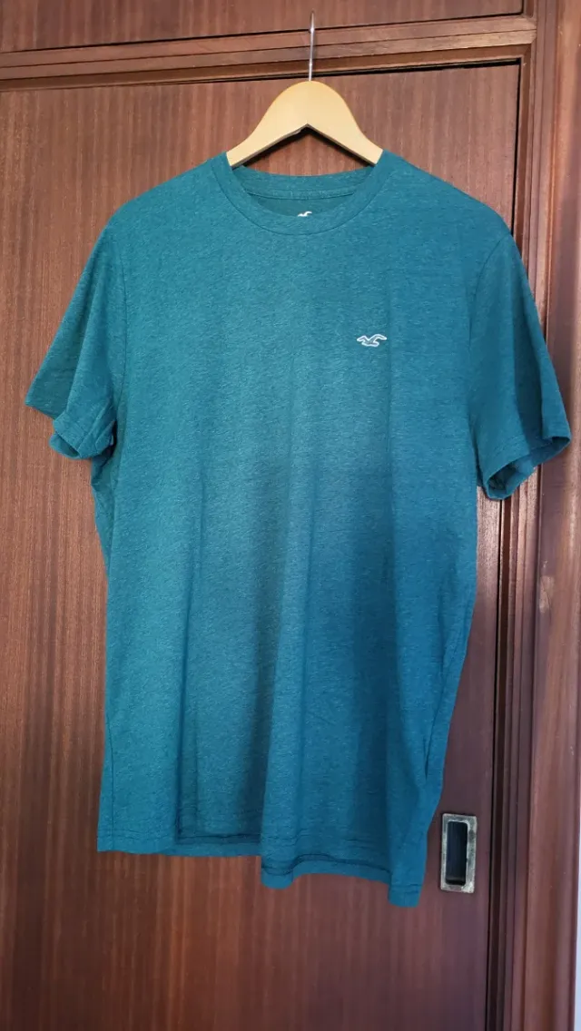 Camiseta Hollister Talla XL Verde Azulado