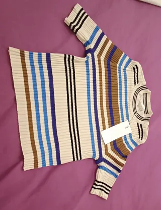 Jersey Only rayas beige, negro, azul, marrón