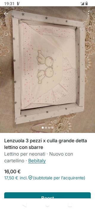 Set lenzuola cotone x culla lettino