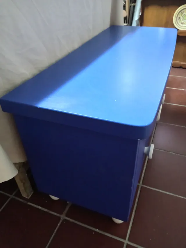 Cajonera baja 4 cajones azul y blanco