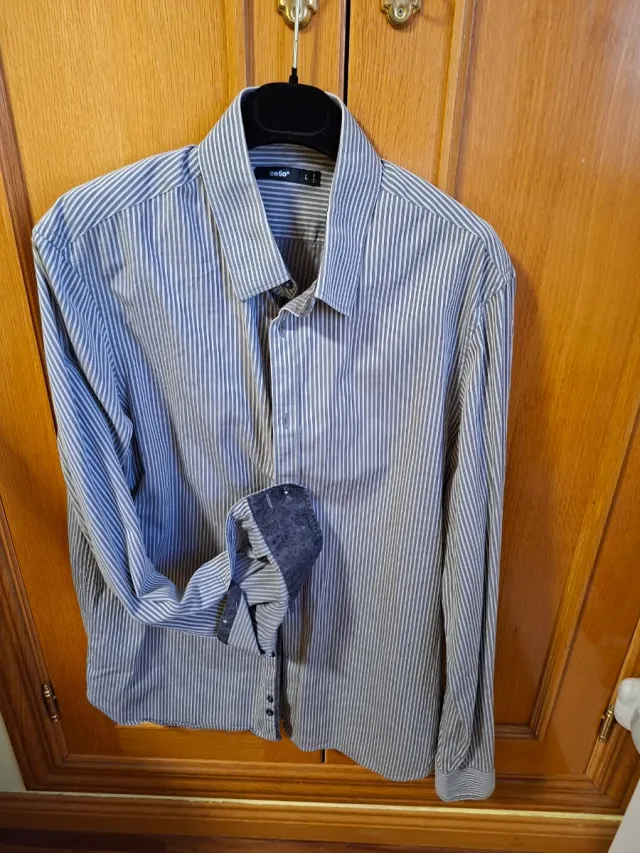 Camisa Celio Rayas Grises Talla L