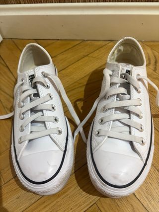 Converse plataforma cuero blancas