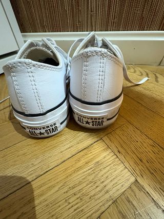 Converse plataforma cuero blancas