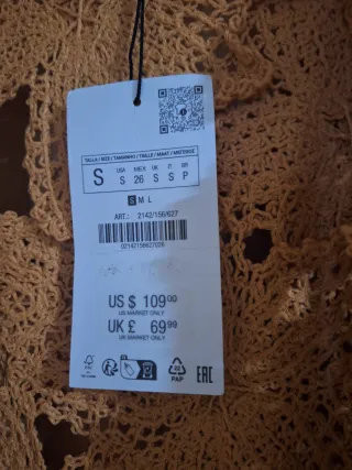 Abrigo Zara Crochet Talla S
Mostaza