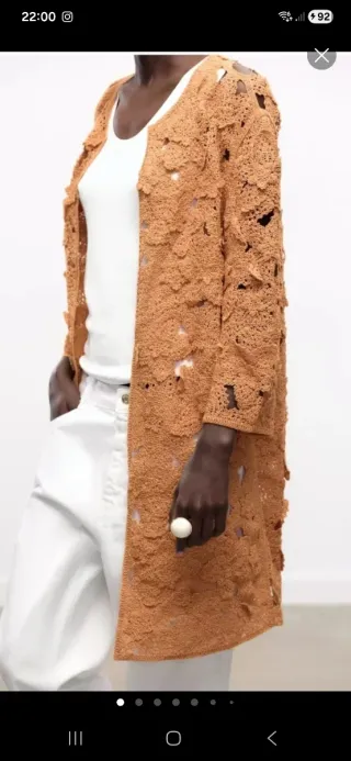 Abrigo Zara Crochet Talla S Mostaza