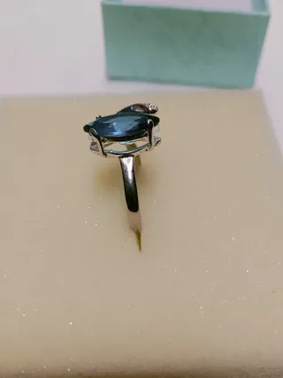 NUEVO,Anillo Plata Ley 925 Azul Marquise,
