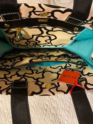 Bolso Tous Beige y Negro Grande