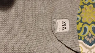 Jersey Zara Talla M Gris Algodón Fino