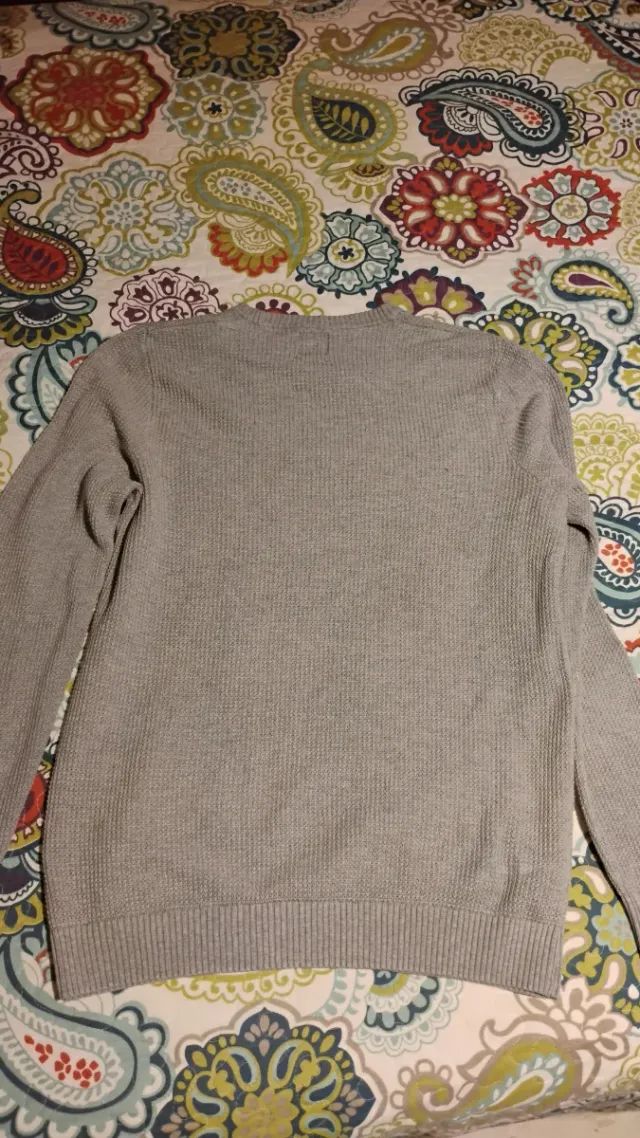 Jersey Zara Talla M Gris Algodón Fino