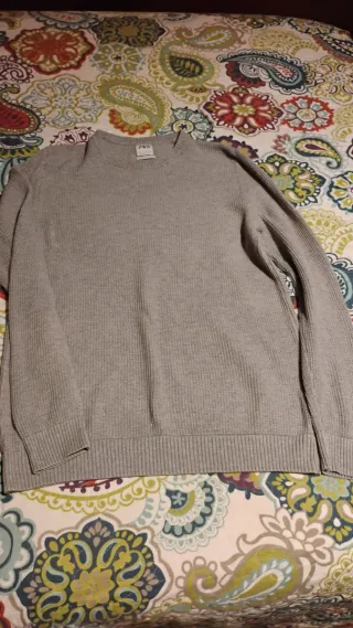 Jersey Zara Talla M Gris Algodón Fino